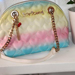 Betsey Johnson Shoulder Bag With Cherry Pattern and Soft Mermaidcore Multi Color